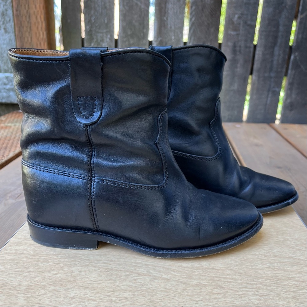 Isabel Marant Cluster Crisi Black Leather Ankle Boots In Sz 35 EU